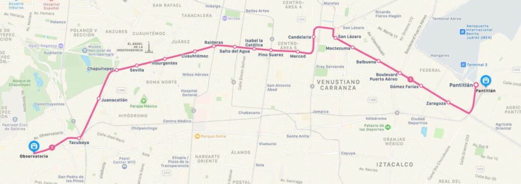 Mapa Línea 1 cdmx con calles