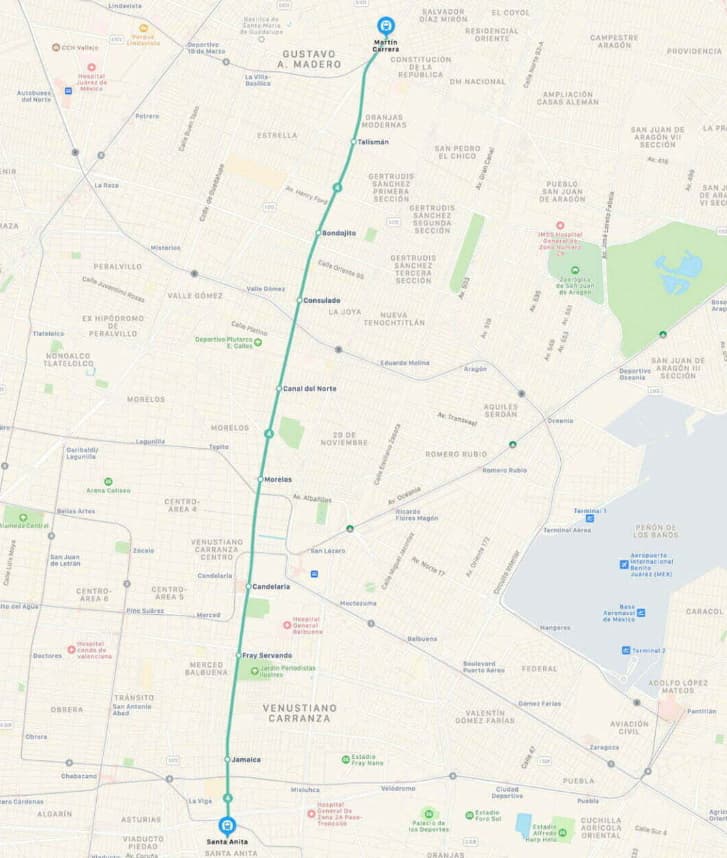 Mapa Línea 4 cdmx con calles